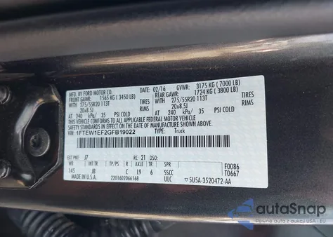 2016 Ford F-150 Xlt from USA, damaged, VIN 1FTEW1EF2GFB19022